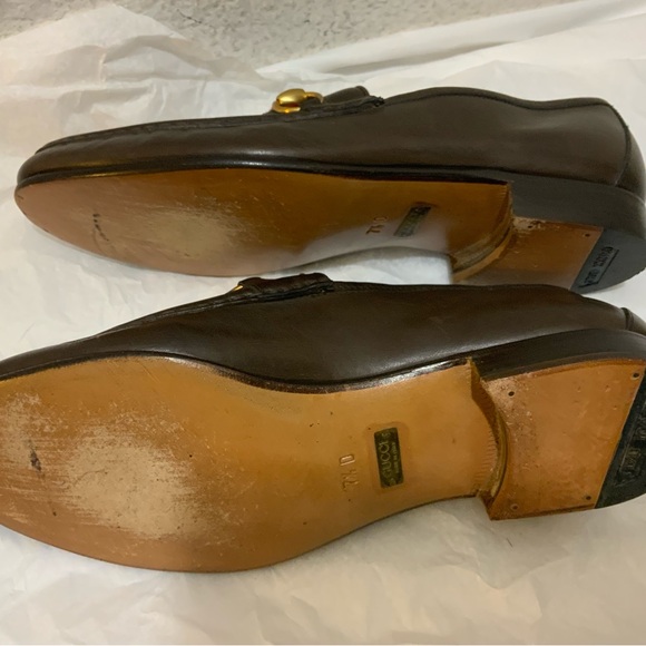 Authentic Gucci Web Gold Horsebit Brown Leather Mens Loafer size 7.5 D - Picture 6 of 16